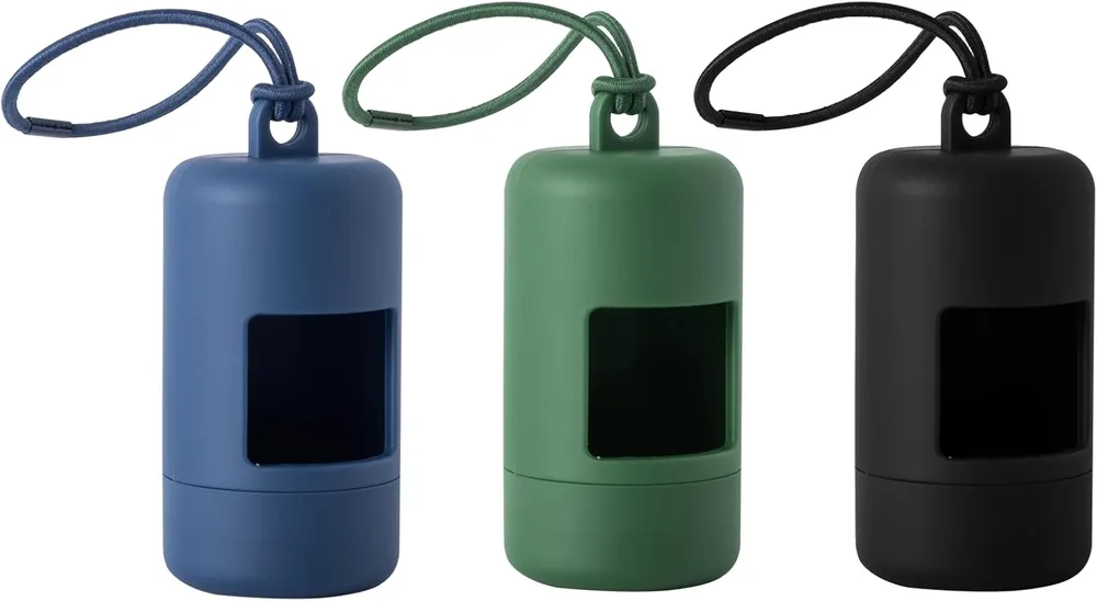 SLSON SLSON 3Pack Dog Poop Bag Holder for Leash Lightweight Pet Waste Bag Dispenser with Leash Attachment Portable Plastic Doggie Poop Bag Dispensers,Blue Green Black