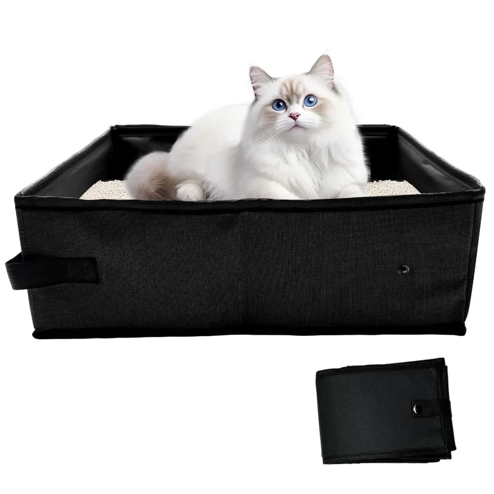 JOLL JOLL Foldable Travel Litter Box for Cats, Portable Cat Litter Box Waterproof, 15.75 * 11.82 * 3.94 Inches, Traveling & Camping Cat Supplies