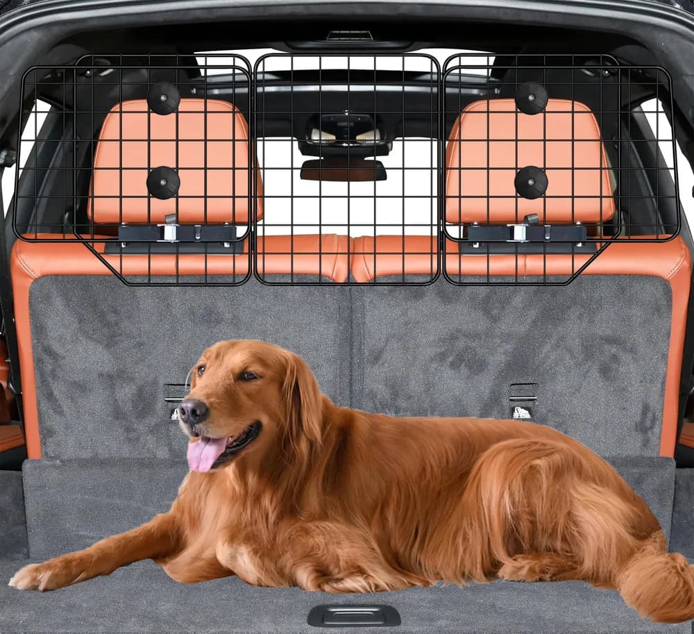 C CASIMR CASIMR Dog Car Barrier for SUVs, Vehicles, Trucks, Cars, Adjustable Pet Divider Cargo Area Universal-Fit, Heavy-Duty Wire Mesh Barriers, Safety Travel Accessories Cover, 61.9 Inch