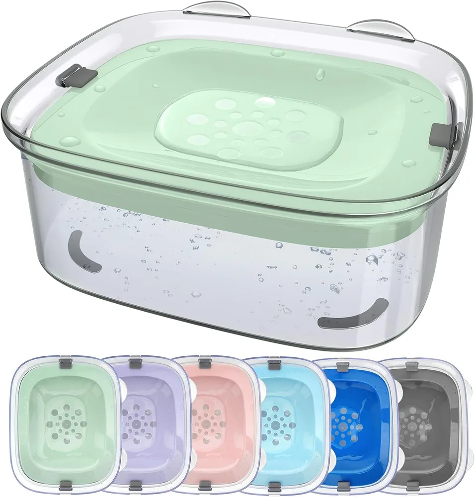 AONKEY AONKEY 3L No Spill Dog Water Bowl with Slow Drinking Disk(Sprout Green) | Clear Acrylic, Easy Water Check, Non-slip Pads, Slobber Stopper Splash Proof Water Bowl for Sloppy Messy Drinkers Reduce Mess