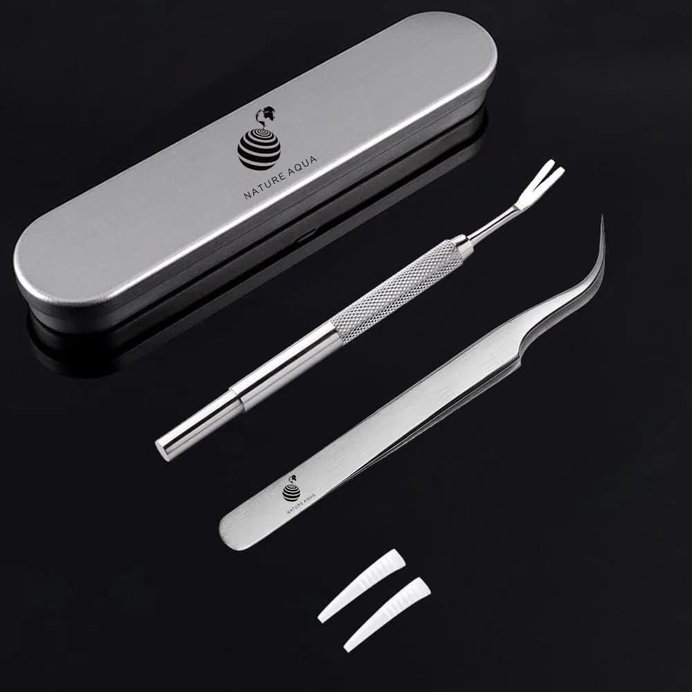 NatureAqua Tick Remover, Tick Removal Tool, Stainless Steel Tick Remover Tool for Dogs/Humans/Cats/Horses, Professional Foam Inserts Tick Remover Set- Includes Tick Tweezers, Tick Fork, Handy Tin, Manual (1 Set)
