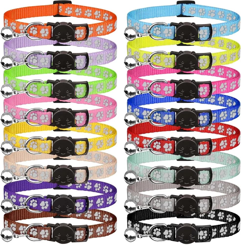 QDYU QDYU 16 Piece Reflective Breakaway Cat Collars with Bells and Safety Buckles