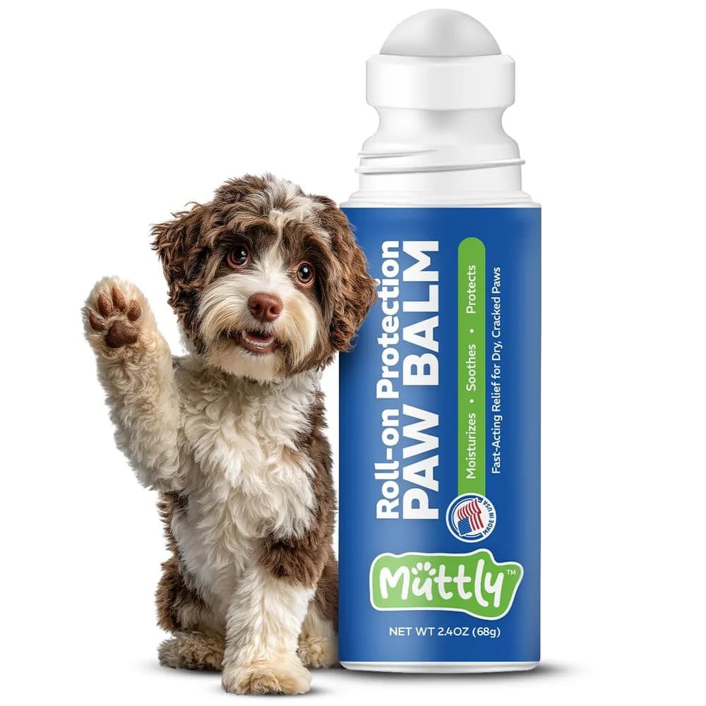 Muttly Roll-On Dog Paw Balm – Natural, Non-Toxic, Food-Grade, Lick-Safe Paw Wax for Dogs - Moisturizing & Soothing Dog Paw Protector for Hot Pavement & Snow - Easy & Fast to Apply Paw and Nose Balm for Dogs