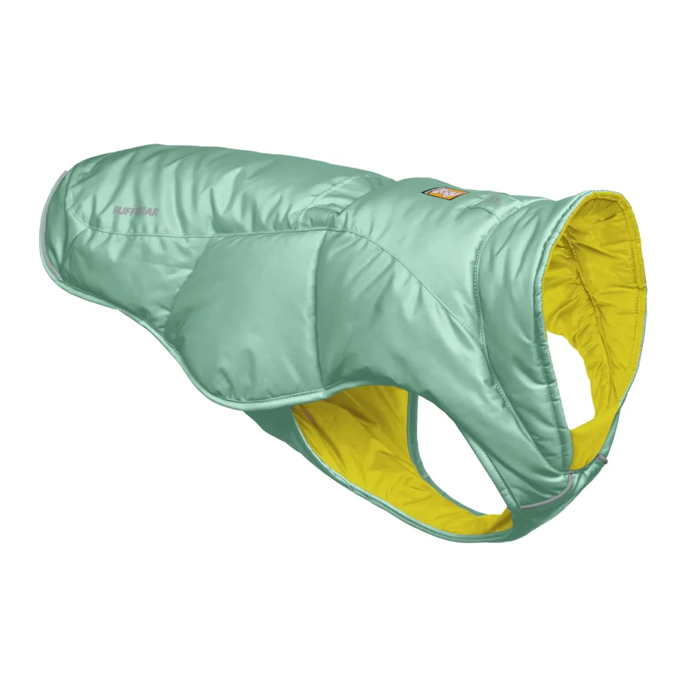 Ruffwear Ruffwear, Quinzee Dog Winter Jacket, Insulated Packable Puffer Vest with Leash Portal, Reflective Trim & Weather‑Resistant Shell, Adjustable Fit Coat, Harness Compatible, River Rock Green, X-Large