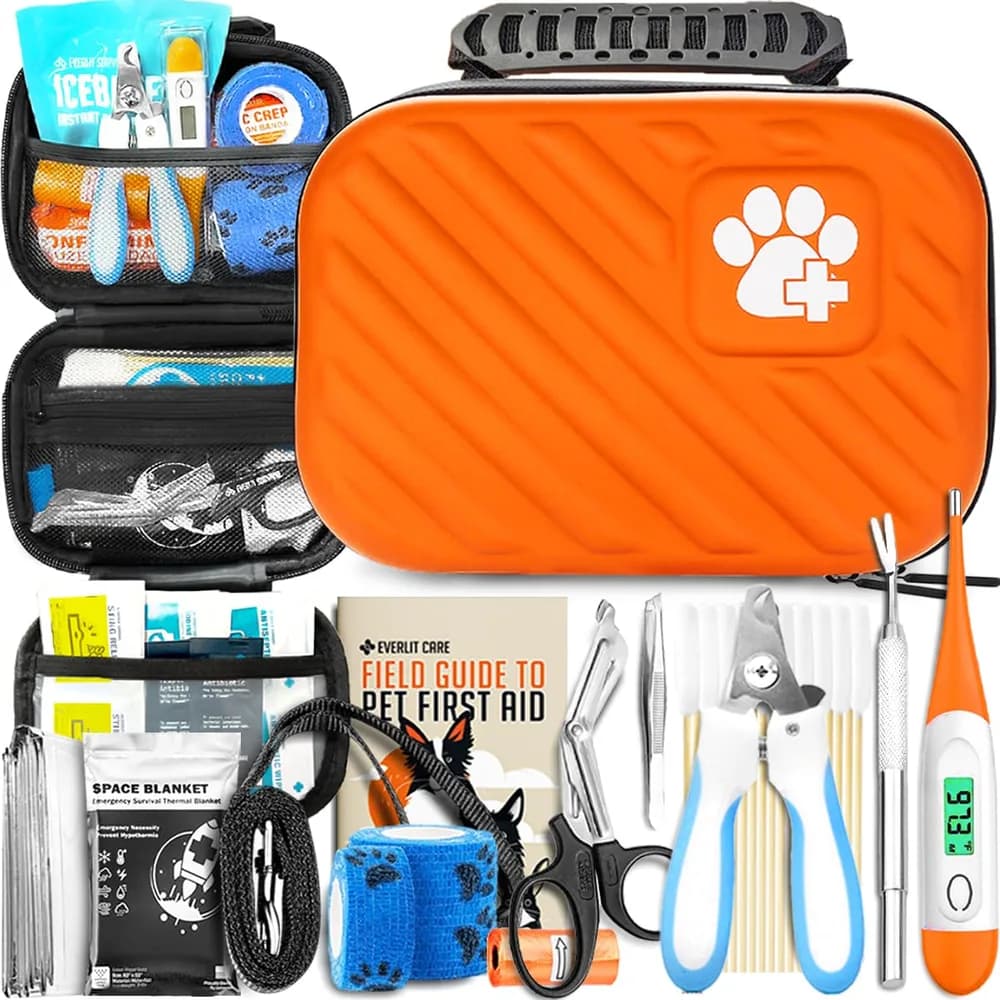 EVERLIT CARE EVERLIT Pet Medic First Aid Kit | 95 Pcs Vet-Approved Medical, Outdoor & Emergency Supplies for Dogs, Cats, Animal Care | Travel-Friendly Compact Bag for Home, Car and Travel (Guardian Orange)