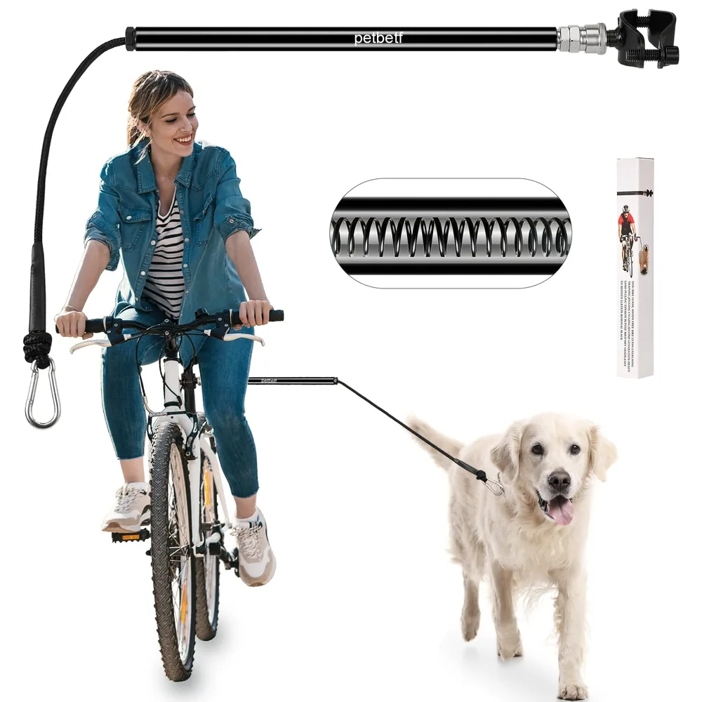 petbetf Dog Bike Leash -Dog Hands Free Leas | Attachment | Bike Leash Attachment | with Quick Connect Mechanism | Safety Fit for Outdoor | Easy to Installation and Removal,2Years Warranty Black