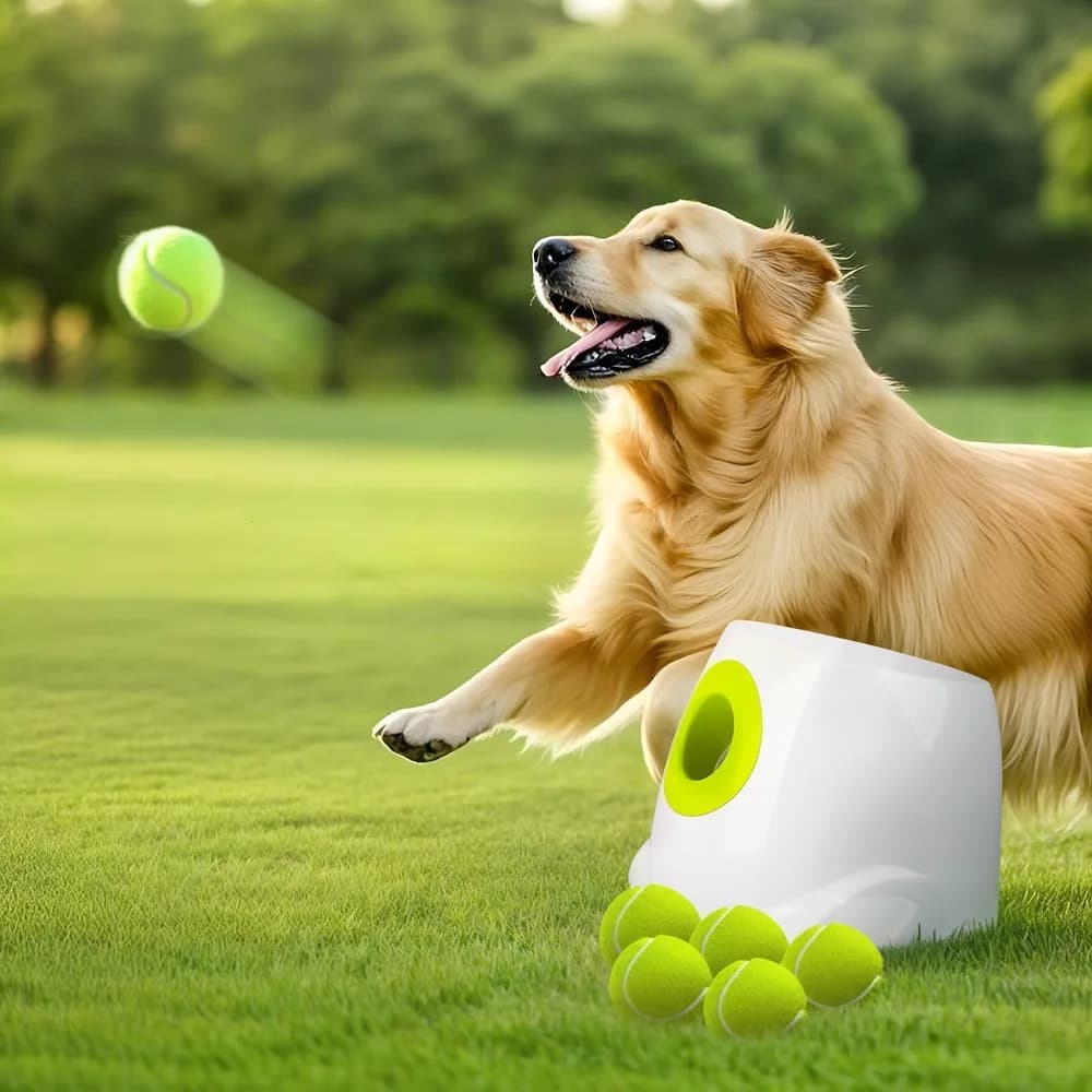 ALL FOR PAWS ALL FOR PAWS Automatic Dog Ball Launcher, Interactive Fetch Toy for Medium to Large Dogs, Rechargeable Pet Ball Thrower Machine for Outdoor Play, 6 Pcs 2.5-Inch Balls Included