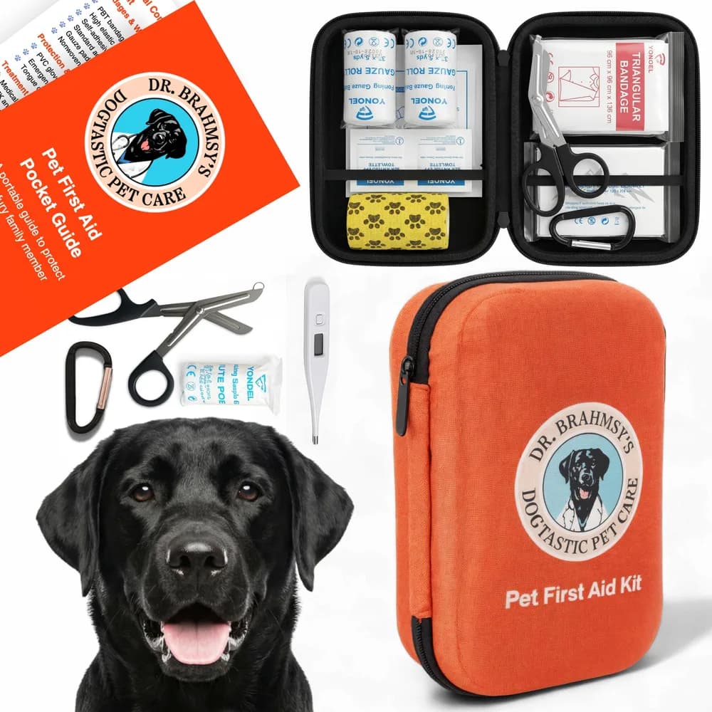 Dr. Brahmsy's Dr Brahmsy’s Pet First Aid Kit for Dogs and Cats - Vet-Approved Essential Survival and Emergency Supplies for Home, Travel, Camping, Hiking - Packed in a Portable Waterproof Pouch - 45-Piece Set