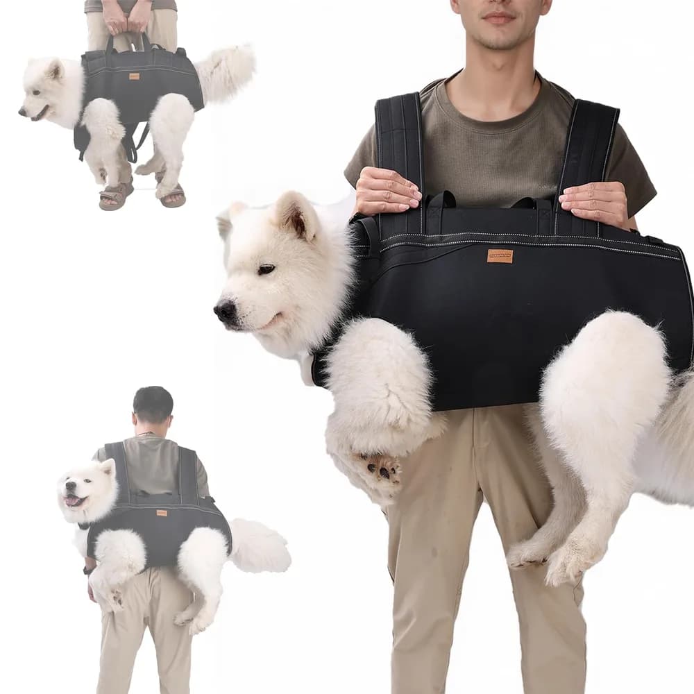 Terapaton Dog Lift Harness Backpack Carrier for Large Dogs, Full Body Sling with Handle, Dog Harness for Joint Injuries, Arthritis, Ideal for Stairs, Elderly Dogs (Black XXX-Large 66-83 LBS)
