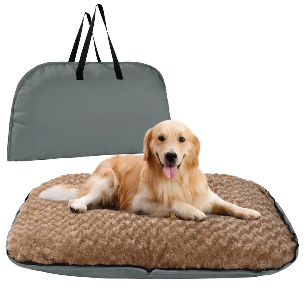 MABOZOO MABOZOO Foldable Travel Dog Bed, Outdoor Camping Dog Bag Bed Pet Pad with Carry Handles, Waterproof Pet Mattress Mat for Small, Medium, and Large Dogs Cats (Gray, 44x32x5 in)