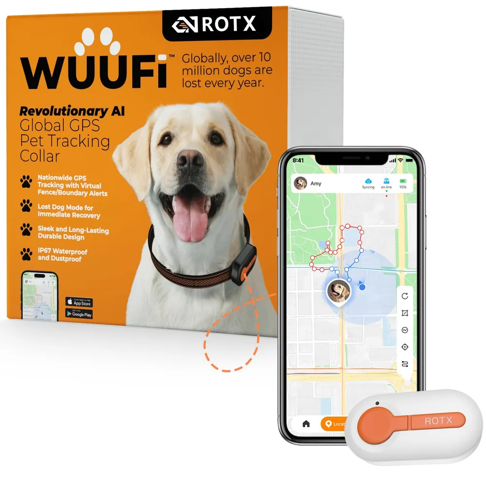 ROTX ROTX GPS Pet Tracker Real-time Location Tracker Health & Wellness Virtual Fence for Over 11.02lbs Pet Such As Dog Cat Collar Attachment of Random Color Subscription Required Waterproof IP67