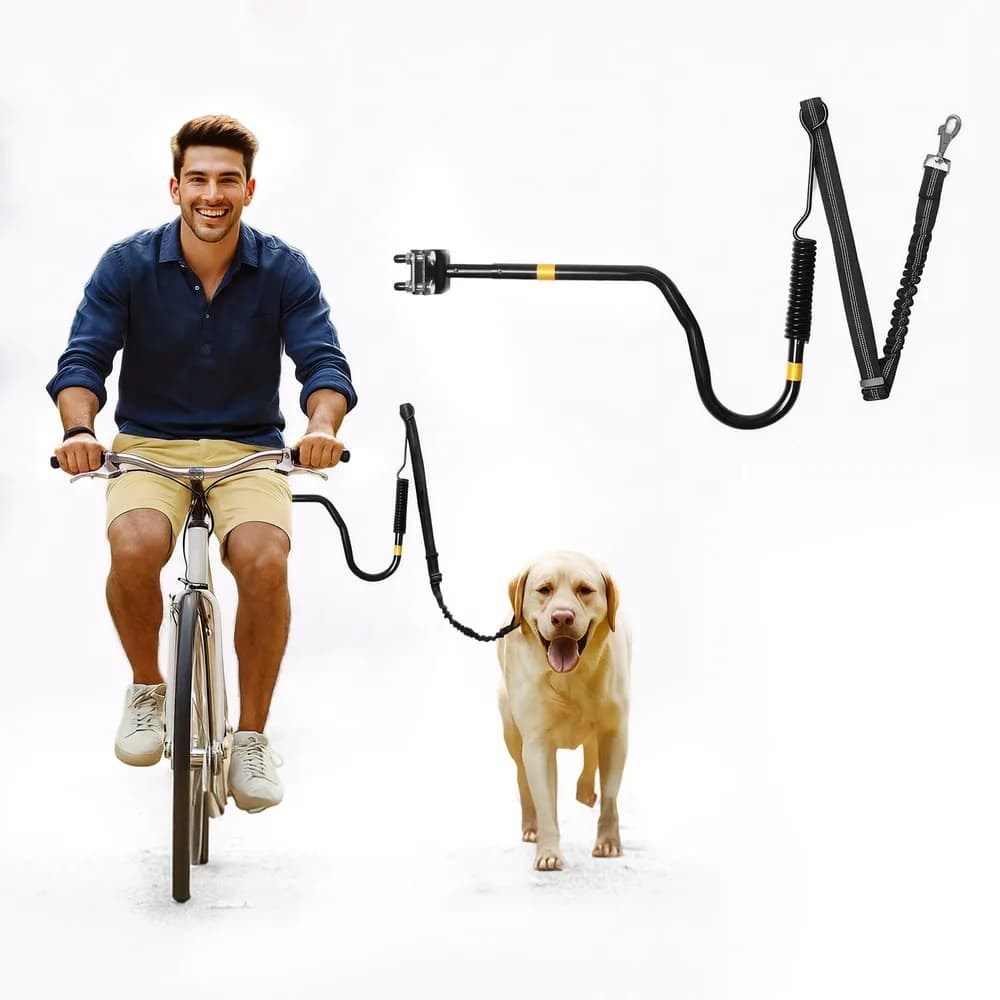 iPetba Dog Bike Leash, Hands-Free Bike Attachment for Dogs, Shock Absorbing | Quick-release Arm, Anti-entanglement, Adjustable Length Elastic Bungee for Active Med/Large Dogs, Fits 0.9"-1.4" Seat Posts