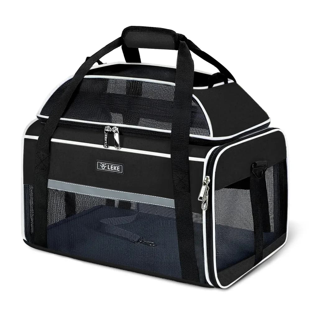 Lekereise Lekereise Top-Expandable Pet Carrier 17x11x9.5 Inch Alaska Hawaiian Airline Approved Soft Sided Underseat to 12lbs Travel Carriers for Small Dogs and Cats with Locking Safety Zippers Anti-Scratch Mesh