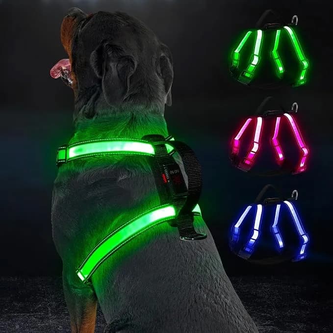 KOSKILL KOSKILL Light Up Dog Harness Rechargeable with Power Display, LED Dog Harness RGB 3 Light Modes & Reflective, Type-C Safety Vest for Small Medium Large Dogs for Night Walking, Camping