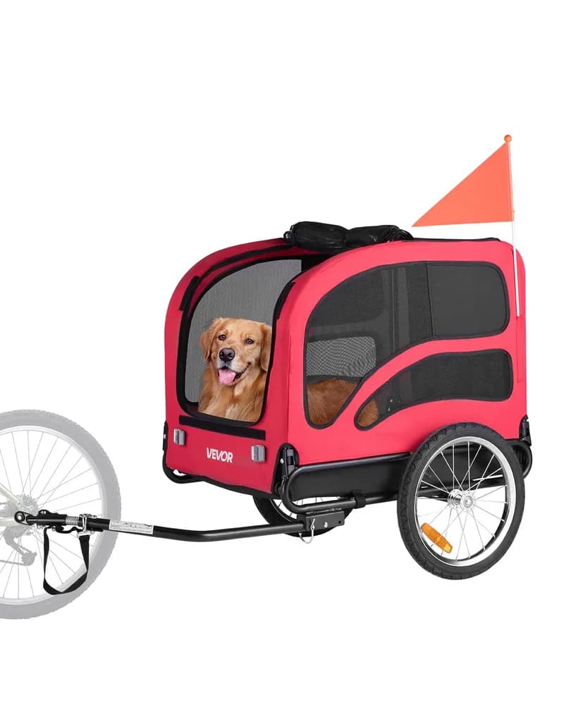 VEVOR VEVOR Dog Bike Trailer, Supports up to 100 lbs, Pet Cart Bicycle Carrier, Easy Folding Frame with Quick Release Wheels, Universal Bicycle Coupler, Reflectors, Flag, Collapsible to Store