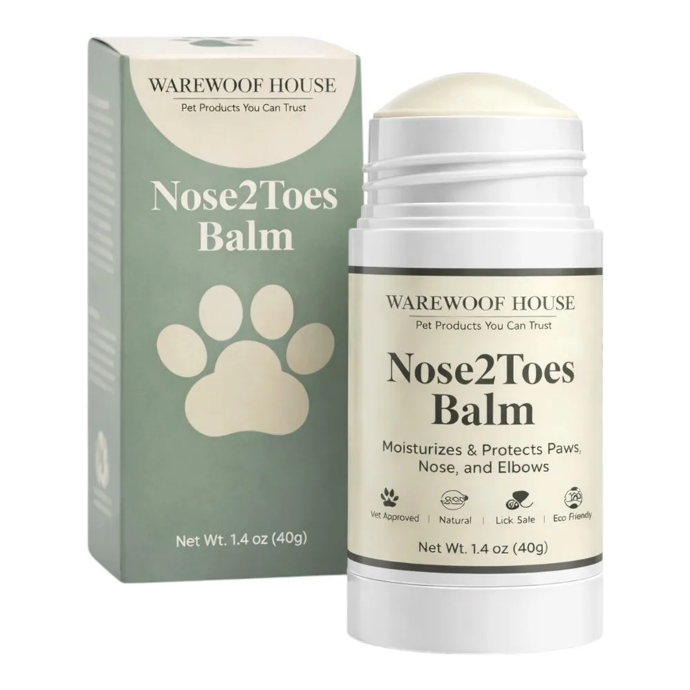Warewoof House Dog Paw Balm & Nose Balm Stick – Lick Safe Paw Wax Moisturizer for Dry Cracked Paws, Nose & Elbows | Helps Protect Against Hot Pavement, Snow, Ice & Road Salt | Coconut Oil & Beeswax | 1.4 oz