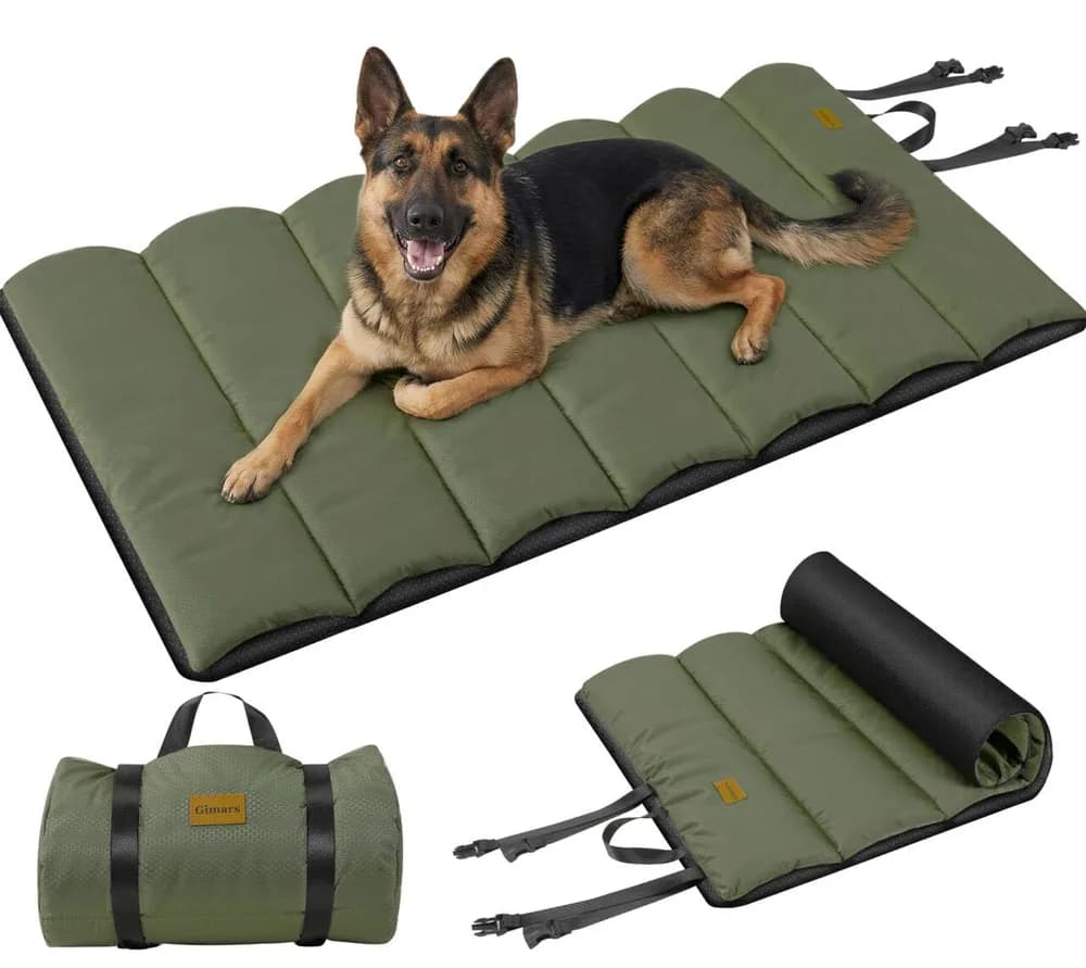 Gimars Gimars Upgraded Thickened XL Outdoor Dog Bed with Waterproof Film, Easy to Roll Up with Buckle, Large Travel Pet Bed for Large & Extra Large Dog, Portable, Foldable, Washable for Camping,Traveling