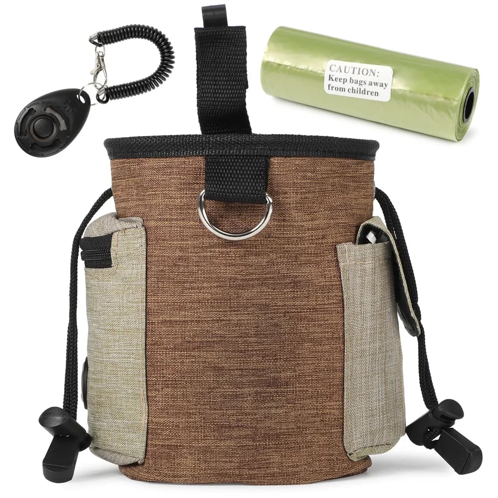 ondware ondware Large Dog Treat Pouch with Adjustable Waist Belt, Drawstring, Clicker, and Poop Bags for Walking and Hiking