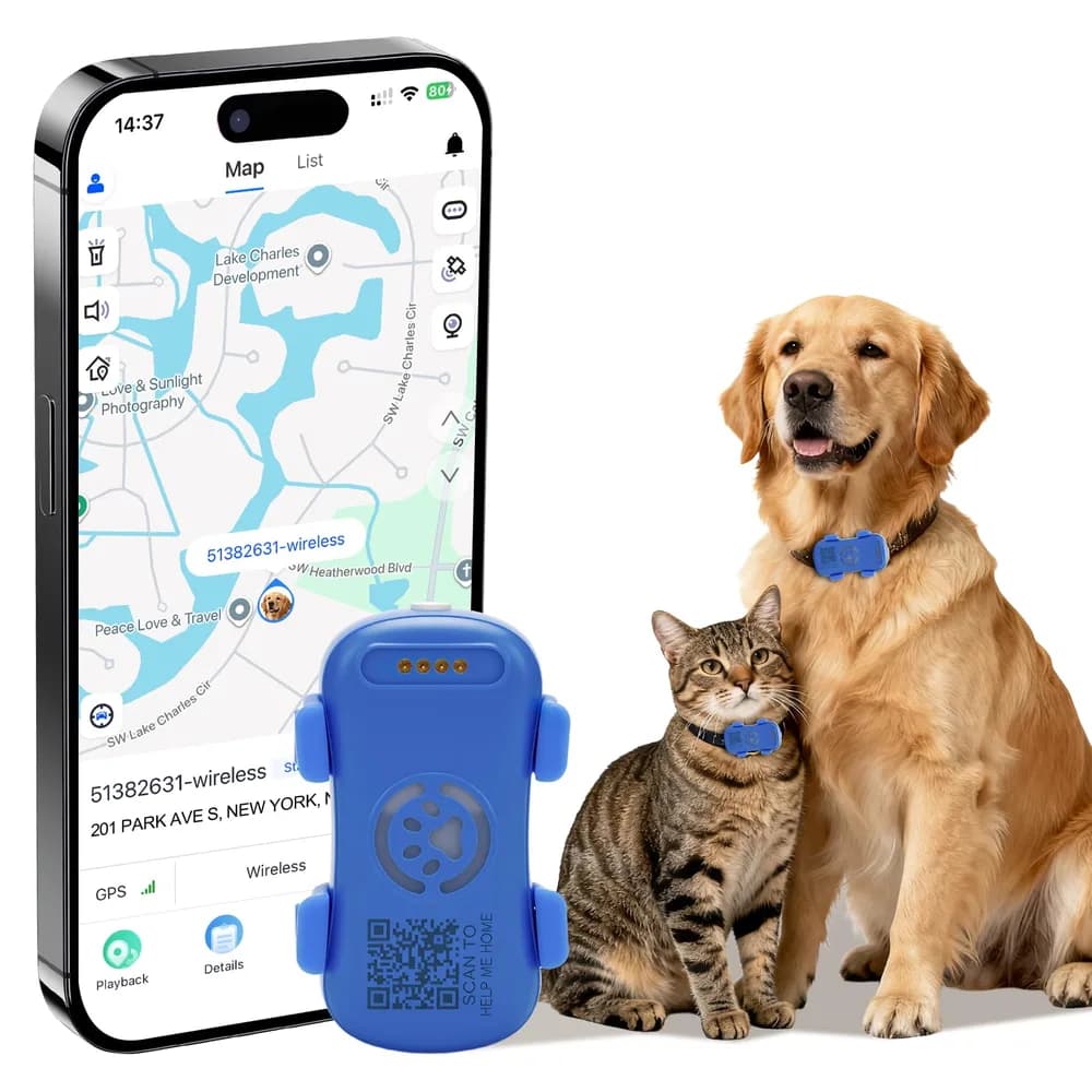 Guardtix Pet GPS Tracker for Dogs & Cats | Multi-Satellite Real-Time Location | Geo-Fence, Activity History, Smart Alerts | IP67 Waterproof | Subscription Required
