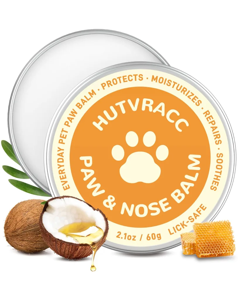 HUTVRACC Lick-Safe Dog Paw & Nose Balm | 2.1 oz All Natural Wax with Coconut Oil & Shea Butter | Winter Snow, Road Salt & Hot Pavement Protector | Moisturizer for Dry, Rough Pads & Snouts