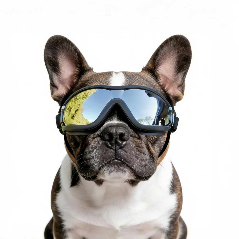NAMSAN Namsan Medium Dog Goggles, UV Protection Goggles for Dogs Small Medium Breed, Doggy Sunglasses with Adjustable Straps, Windproof Dog Eye Protection for Outdoor Activities, Black