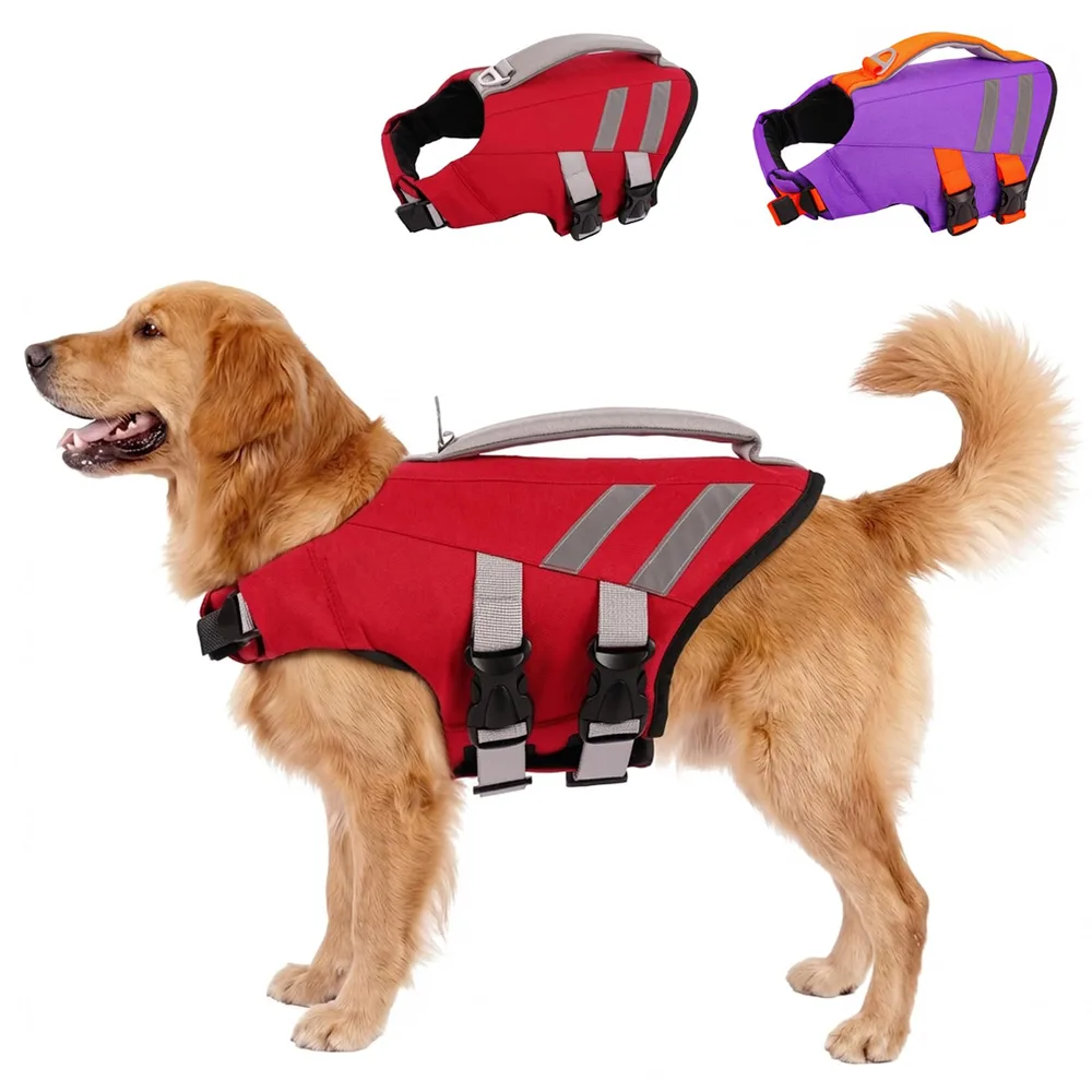 LeLePet LeLePet Dog Life Jacket, High Flotation Dog Life Vest for Swimming, Boating, Ripstop Reflective Pet Swim Vest for Small Medium Large Dogs Pool Floats Adjustable Swimming Vest for Dogs Water Safety