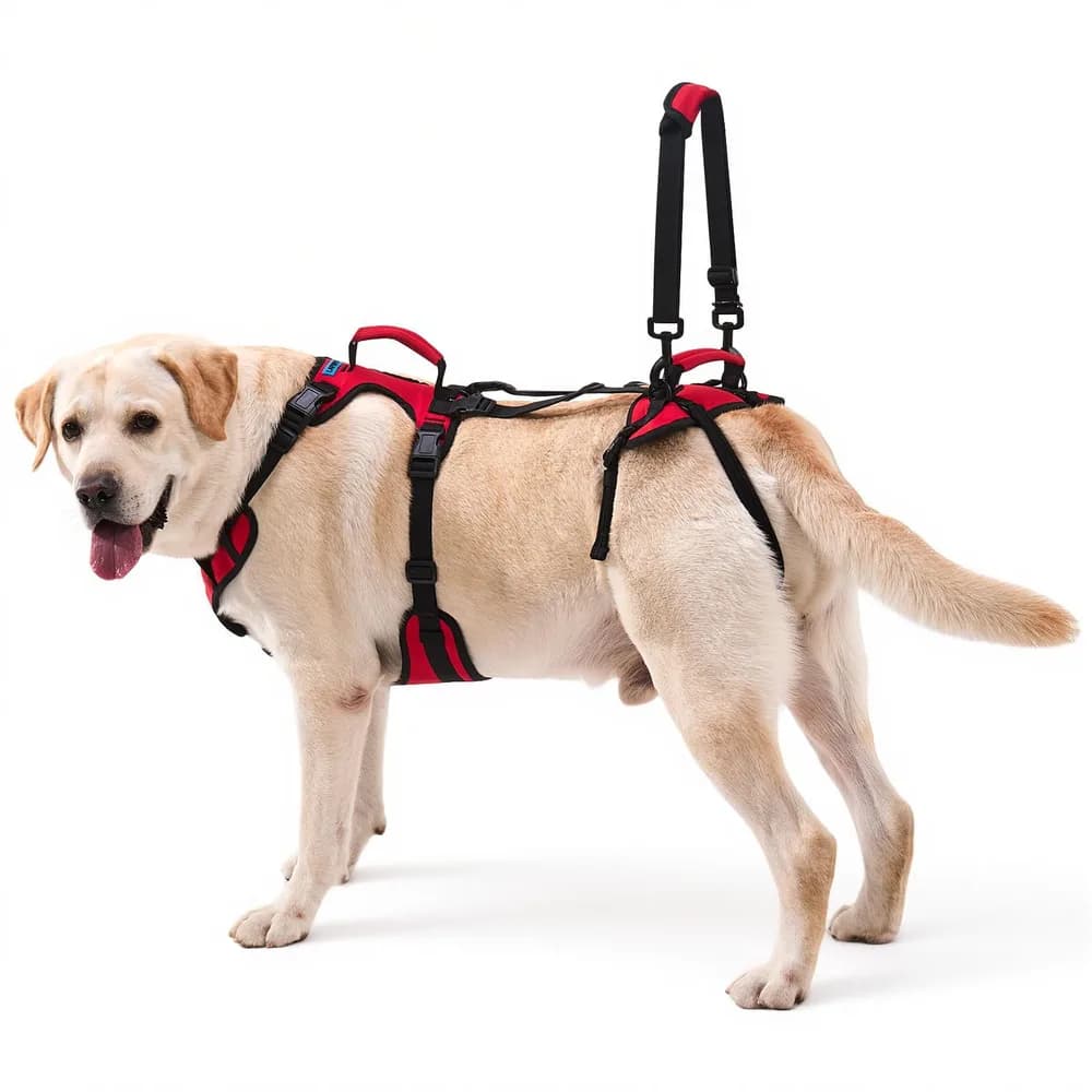 lafoty Dog Lift Harness for Large Dogs, Full-Body Support Dog Harness for Stairs & Hind Leg Weakness, Senior Dog Walking Assist, Male Dog-Friendly & Comfortable, Red, L
