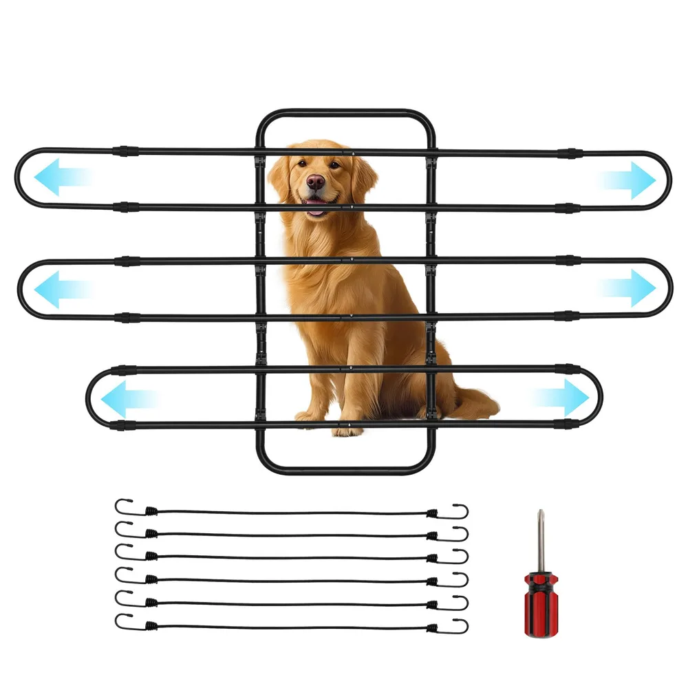 Treasea Dog Car Barrier, Adjustable 39"-63" Pet Barrier Follows Seat Movement, Heavy Duty SUV Dog Gate for Back Seat, Fits Sedan SUV Truck MPV