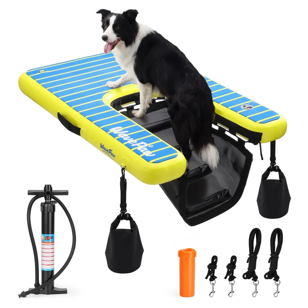 Swonder Swonder Inflatable Dog Ramp for Pool, Boat & Dock - Floating Pet Water Ladder with Full Non-Slip EVA Pad & Weight Bags - Stable Portable Dog Dock