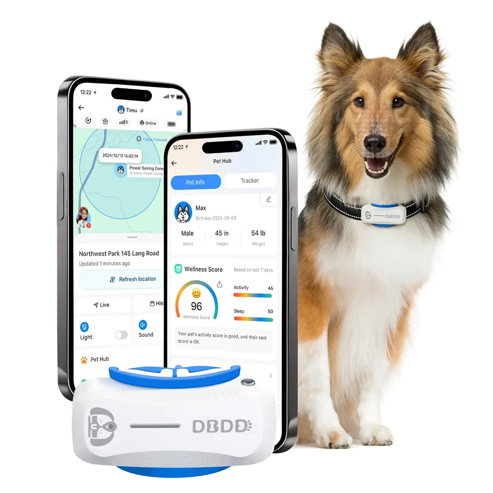 DBDD DBDD Smart GPS Tracker for Dogs - Real-Time Location & AI Health Assistant, Waterproof Electronic Fence Collar for Escape