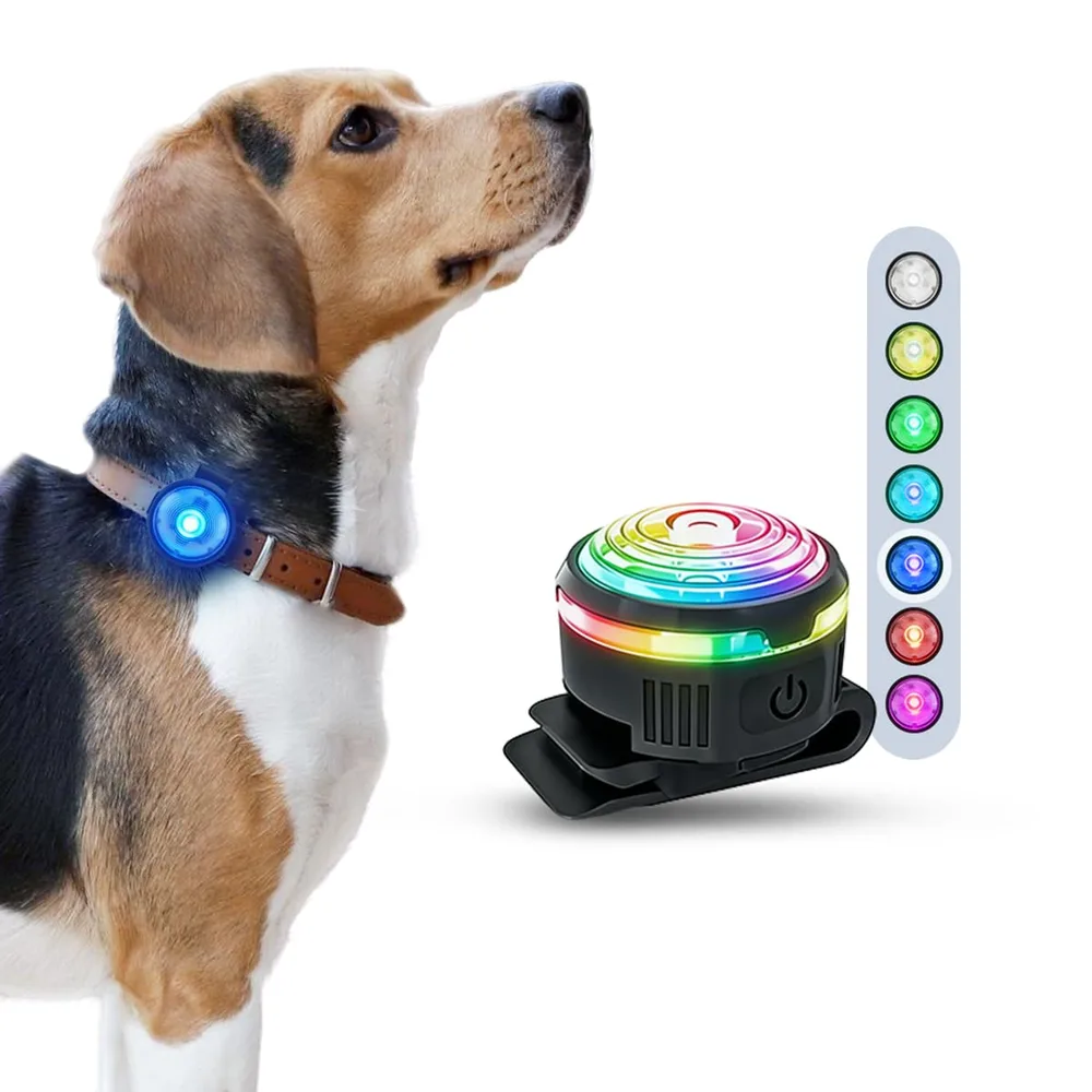 PAJ GPS PAJ Light MINI - Strong Glowing mini Light Collar for Small + Medium Dogs & Cats - Customizable Attachment - 100% Waterproof - 7 Colors - Visibility & Safety at Night