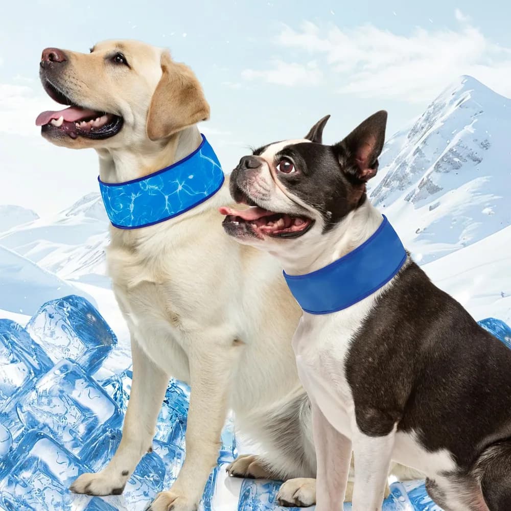 SCENEREAL SCENEREAL 2 Pack Dog Cooling Bandana Neck Wraps, Instant Chill Pet Bandanas for Summer Hot Weather, Adjustable Reusable Ice Scarf Bib Gel Cooler for Small to Large Dogs Indoor Outdoor, Blue & Wave L