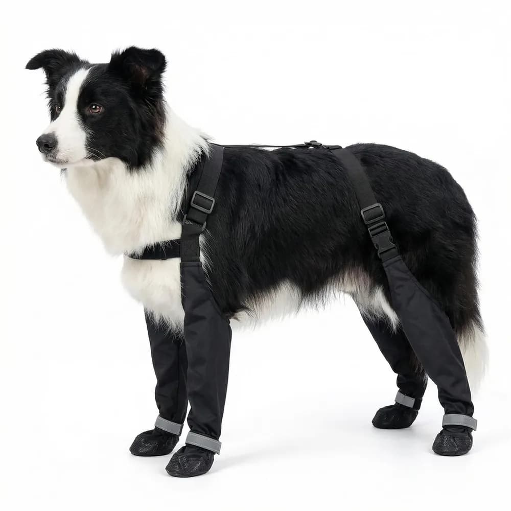 YINWANBB Dog Boots with Adjustable Suspenders, Waterproof Anti-Slip Paw Protection for Small Middle Large Dogs Shoes Leggings Winter Snow Rain Hiking,Black, 4 Pack (L)
