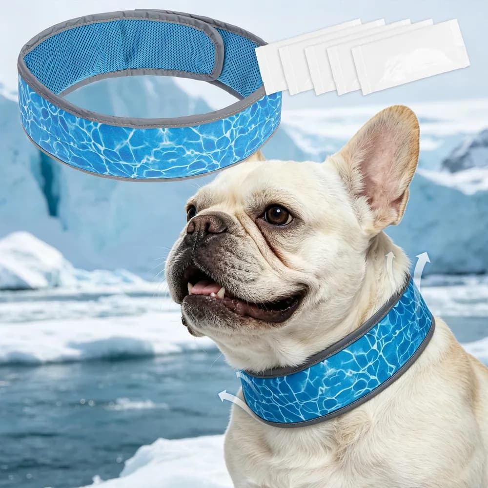 EXPAWLORER EXPAWLORER Dog Cooling Bandana with Ice Packs - Reflective Cooling Dog Bandanas Neck Cooler Wrap, Adjustable Instant Chill Pet Scarfs, Cool Summer Essentials for Small Medium Large Dogs, Blue M