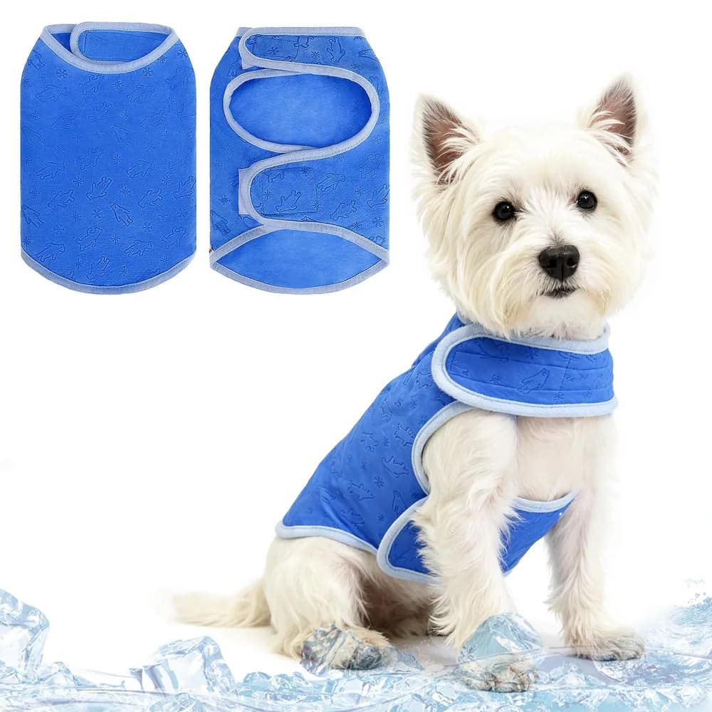 PUPTECK PUPTECK Dog Cooling Vest, Breathable Mesh PVA Dog Shirt, Lightweight Soft Instant Chill Sleeveless Pet Clothes, Adjustable Cooler Jacket Puppy Outfit for Hot Summer Outdoor, Blue Bear M