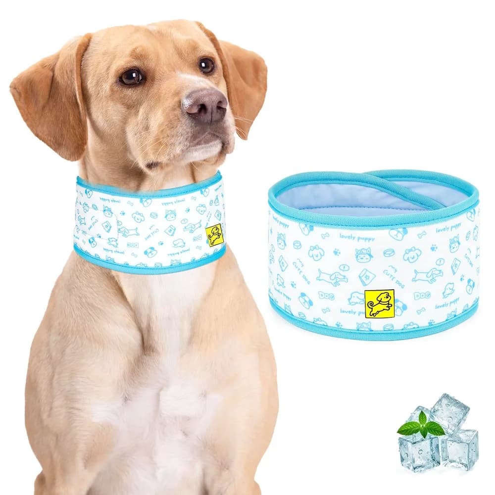 BiPawTi Cooling Bandana for Dogs – Evaporative Cooling Gear for Hot Weather, Adjustable Velcro Neck Wraps – Helps Prevent Overheating & Heatstroke, Doubles Outdoor Playtime for Large Dogs - Blue, L