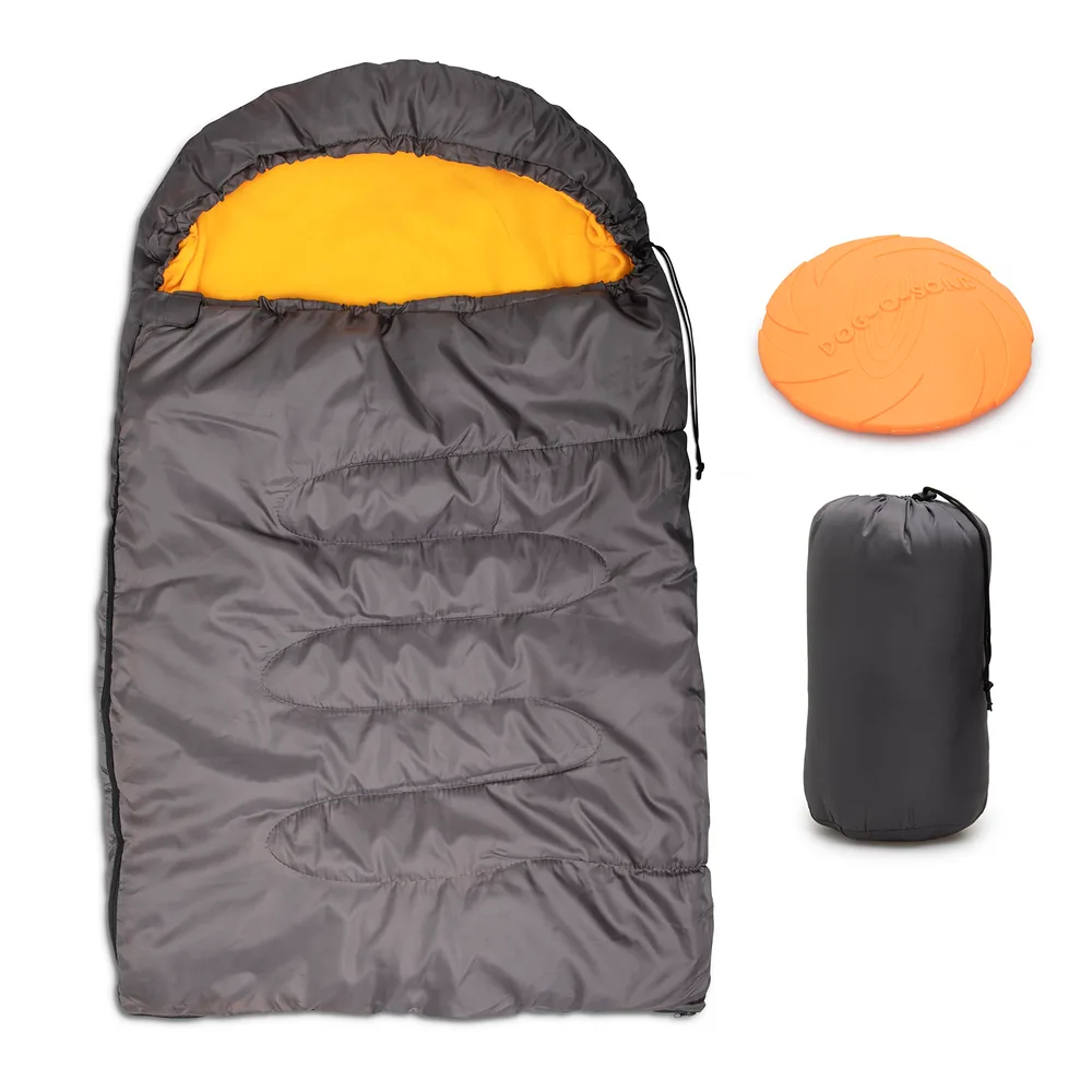 YAKCAM YAKCAM Dog Sleeping Bag, Waterproof Fleece, Portable Camping Bed 45x29 inch | All-Season Bed for Medium Dogs | Drawstring and Zipper Closure | Includes Frisbee Toy and Carry Bag