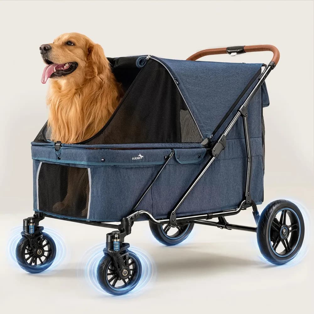 ojcme Large Dog Stroller for Large Dogs Up to 170 lbs, 37"x23.6" Extra Large Pet Stroller for Multiple Pets, All Terrain Dog Wagon Stroller with Shock Absorbing Wheels, Low Entry, One-Click Fold