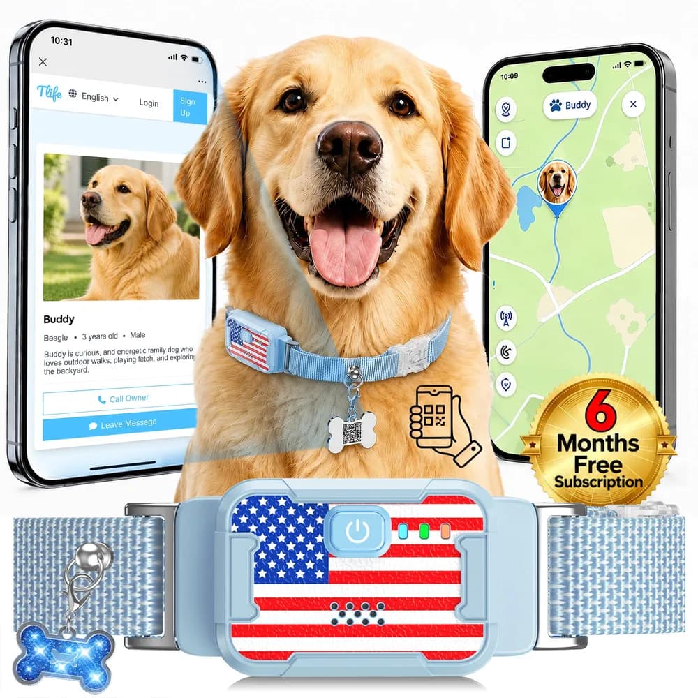 Ycoev Smart Dog GPS Tracker, Complimentary 6-Month Subscription, Live Pet Tracker with Virtual Fence, Dog Tracker for Dogs with Health & Behavior Monitoring, Escape Alerts, with Virtual Fence, Blue