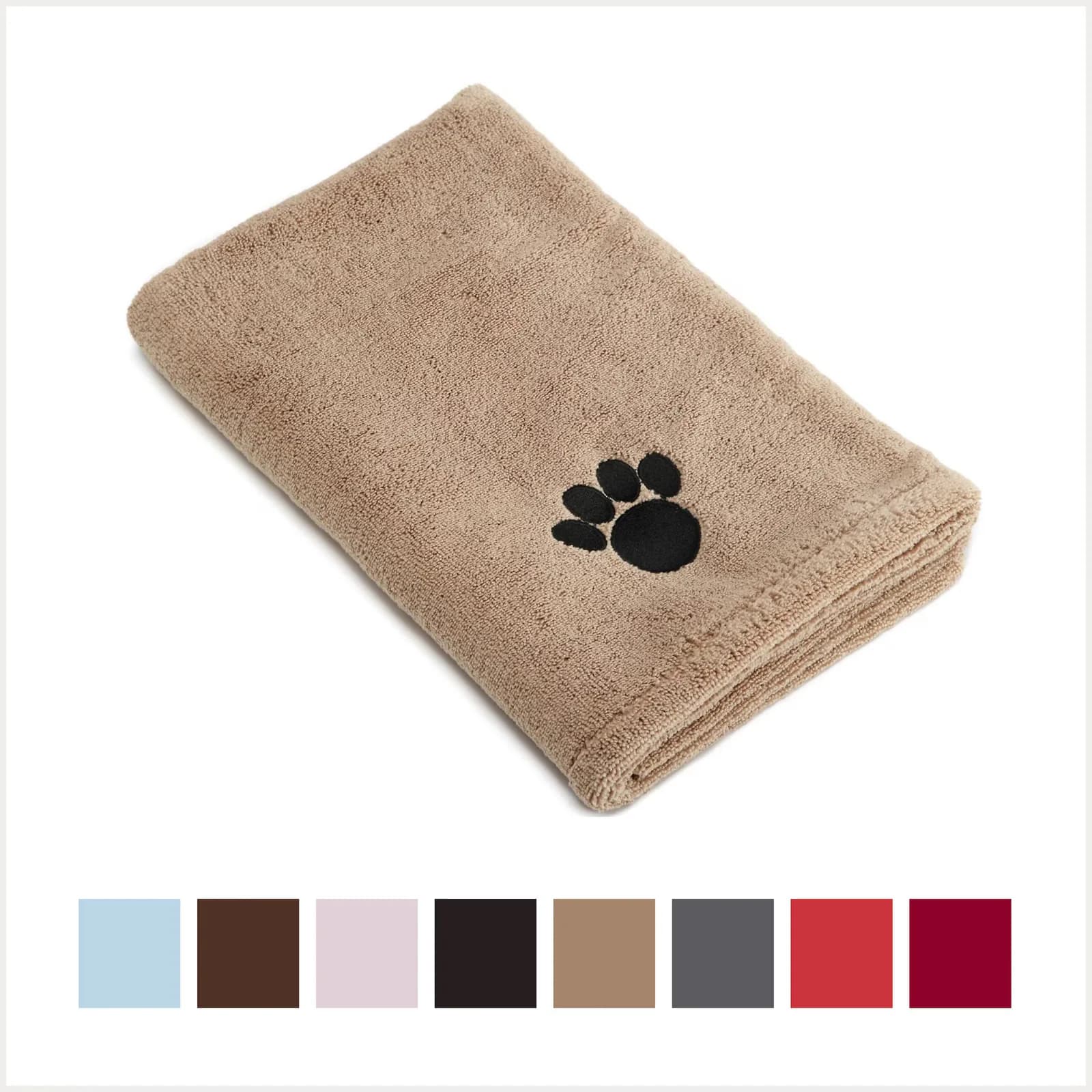 Bone Dry Embroidered Paw Print Microfiber Bath Towel, Taupe