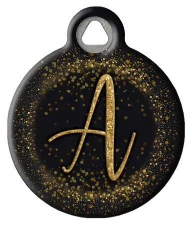 Dog Tag Art Gold Glitter Monogram Custom Pet ID Tag