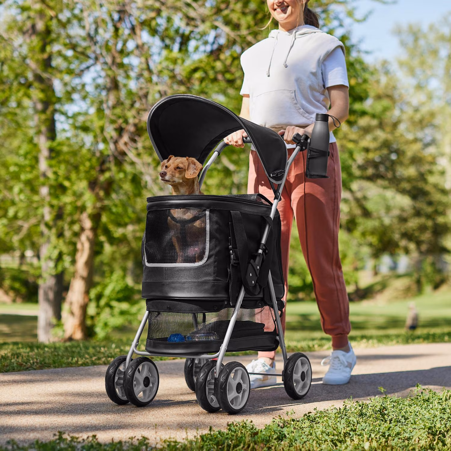Frisco 3-in-1 Dog & Cat Stroller with Detachable Carrier