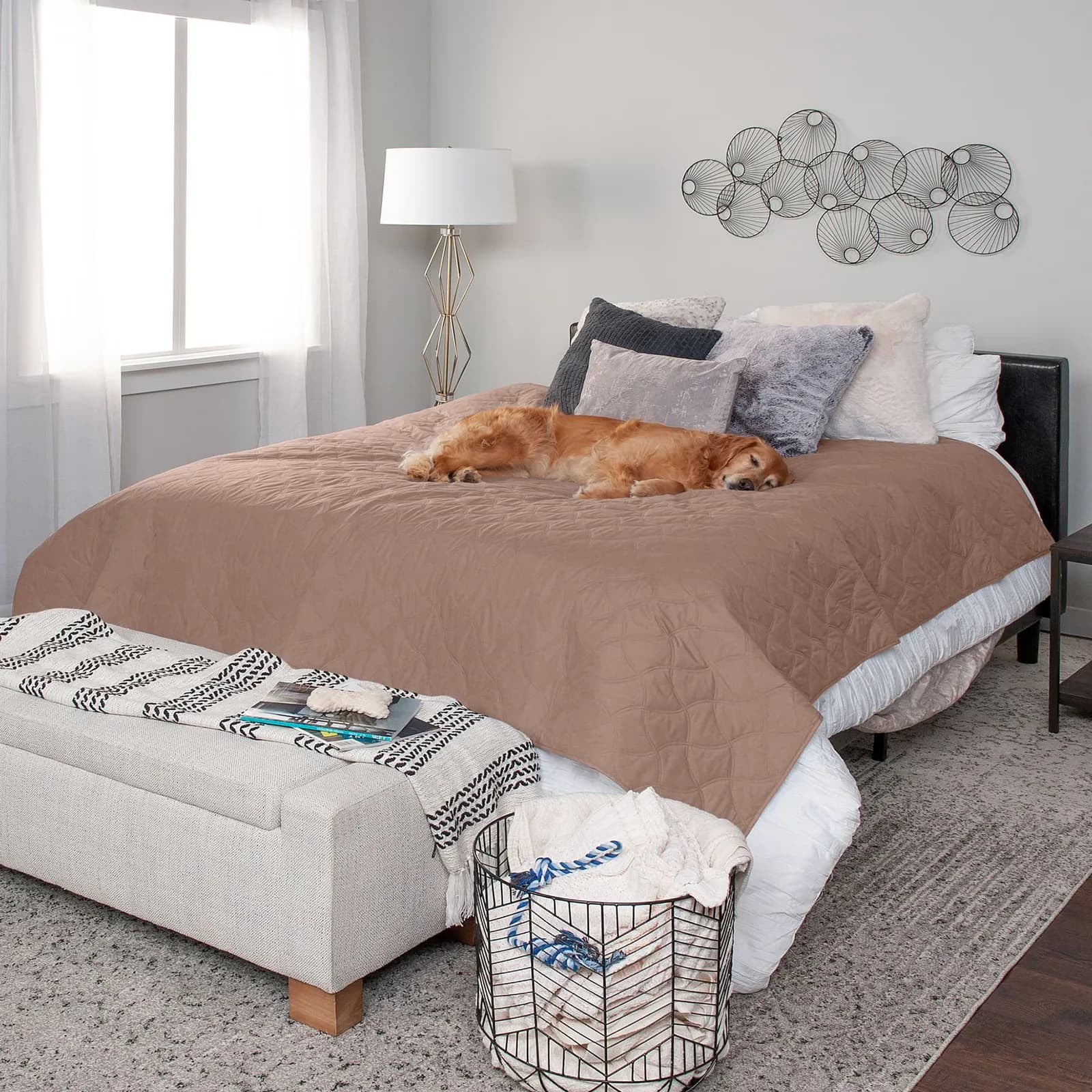 FurHaven Waterproof Cat & Dog Blanket Protector - Brownstone, Jumbo/King
