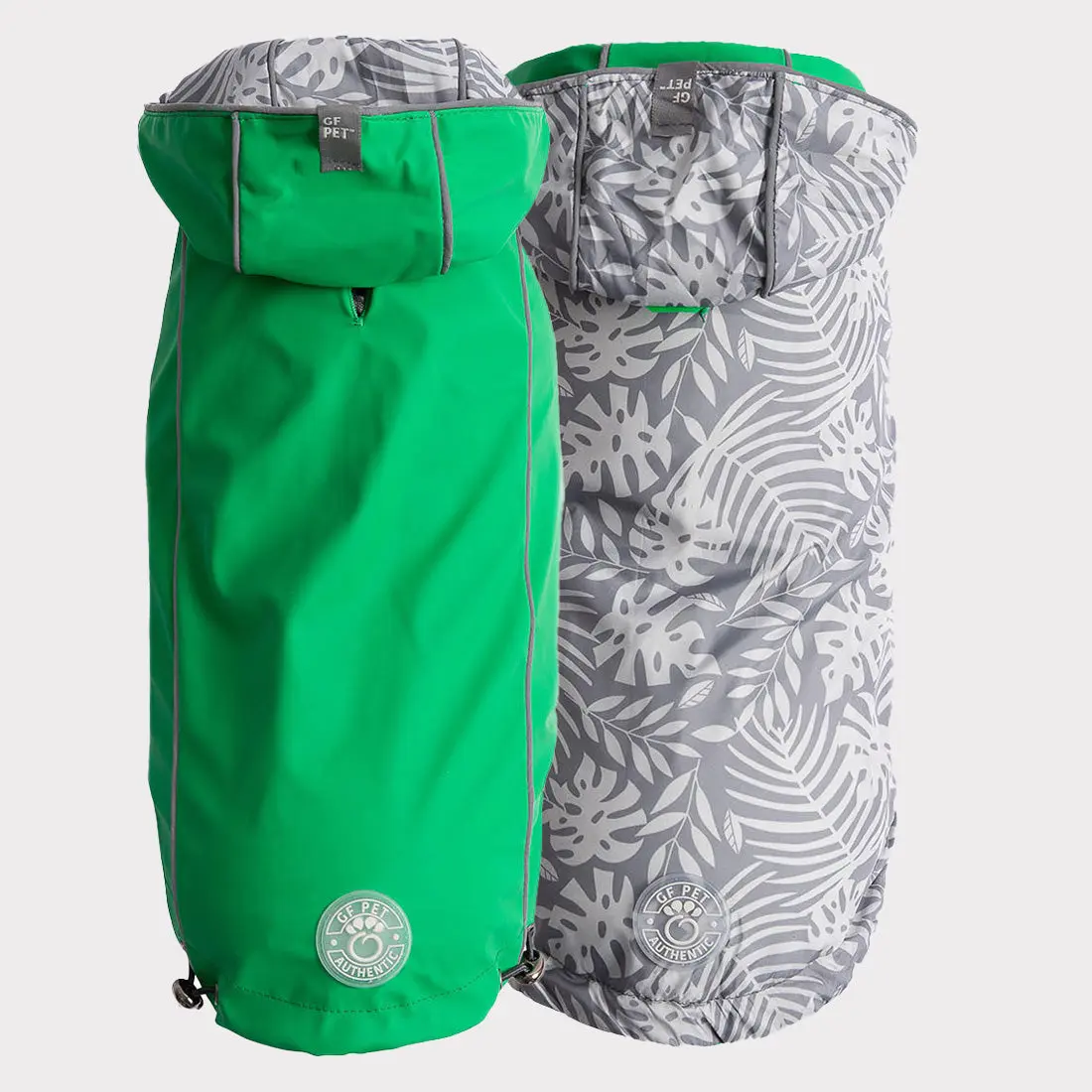 GF PET Reversible Dog Raincoat | Green Leaves