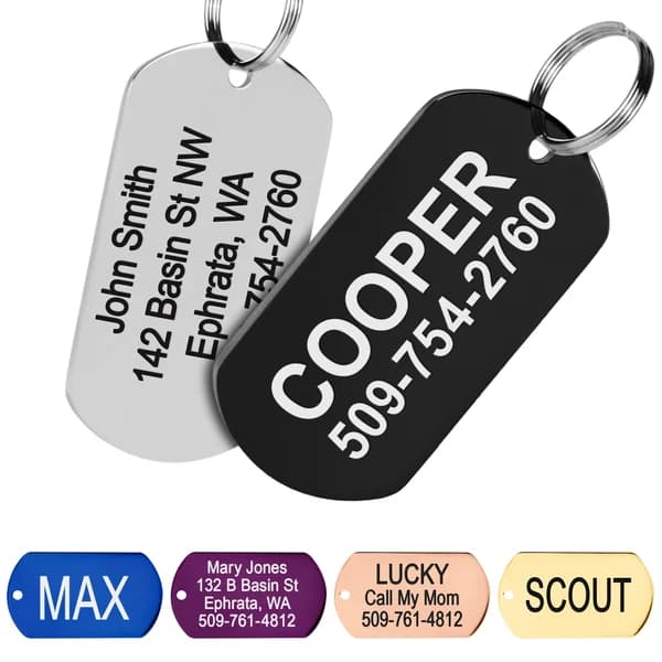 GoTags Rectangle Dog ID Tag, Stainless Steel
