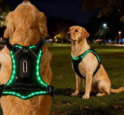 MEGAPAWS USB Rechargeable LED Light-Up Dog Harness