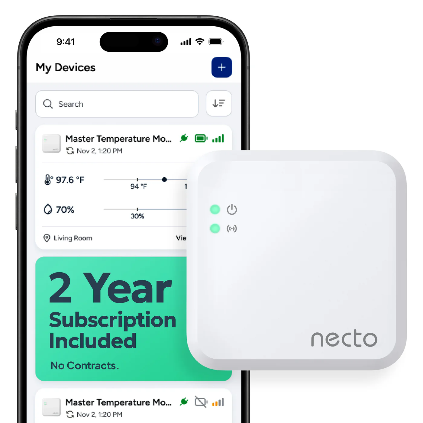 Necto Temperature Monitor with 2 Years Included