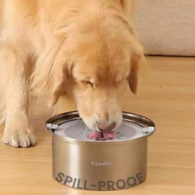PawsPik Spill Proof Stainless Steel Dog Bowl, 4-L, Large