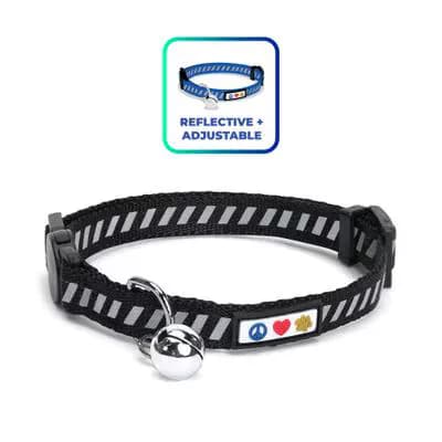 Pawtitas Reflective Traffic Cat Collar - Black