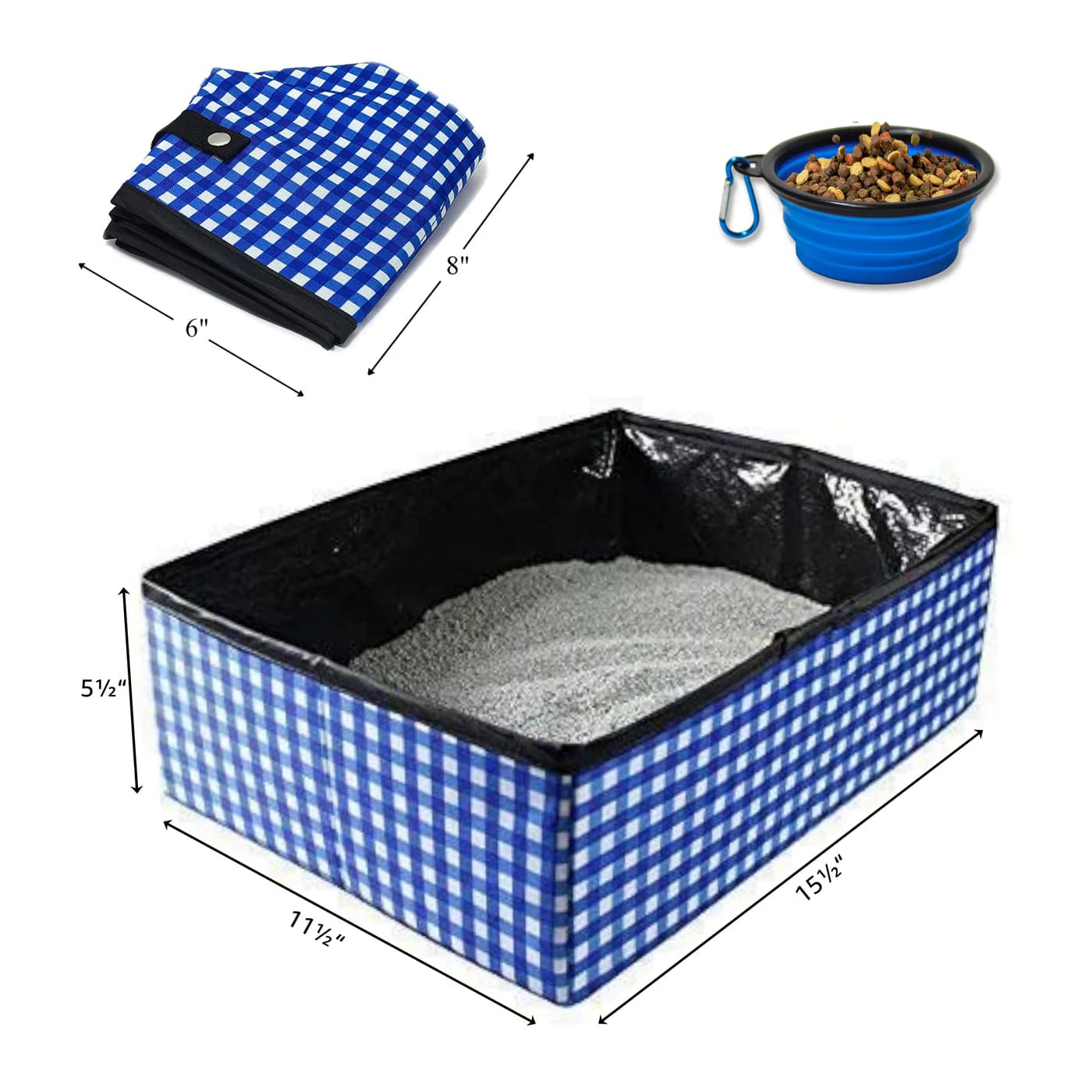 Pet Fit For Life Collapsible Portable Litter Box with Bowl